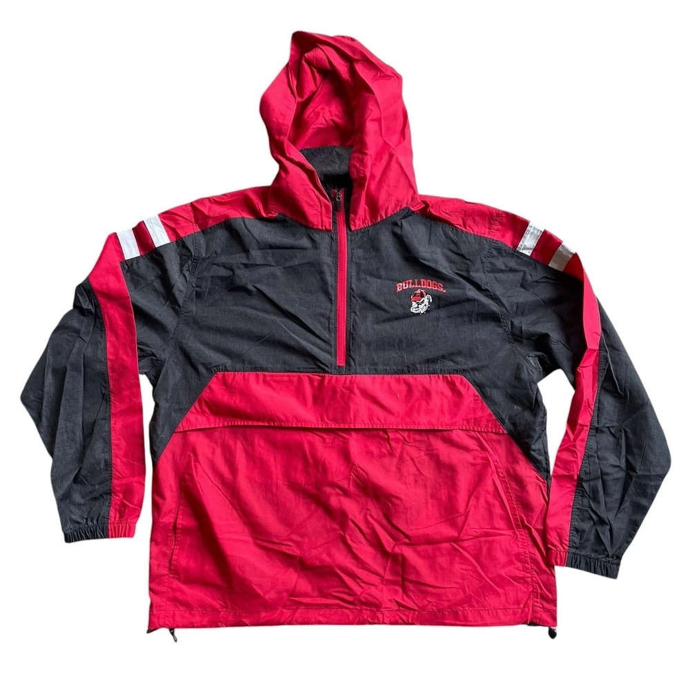 Georgia Bulldogs Windbreaker Jacket Mens Large College NCAA Football Hooded Red
